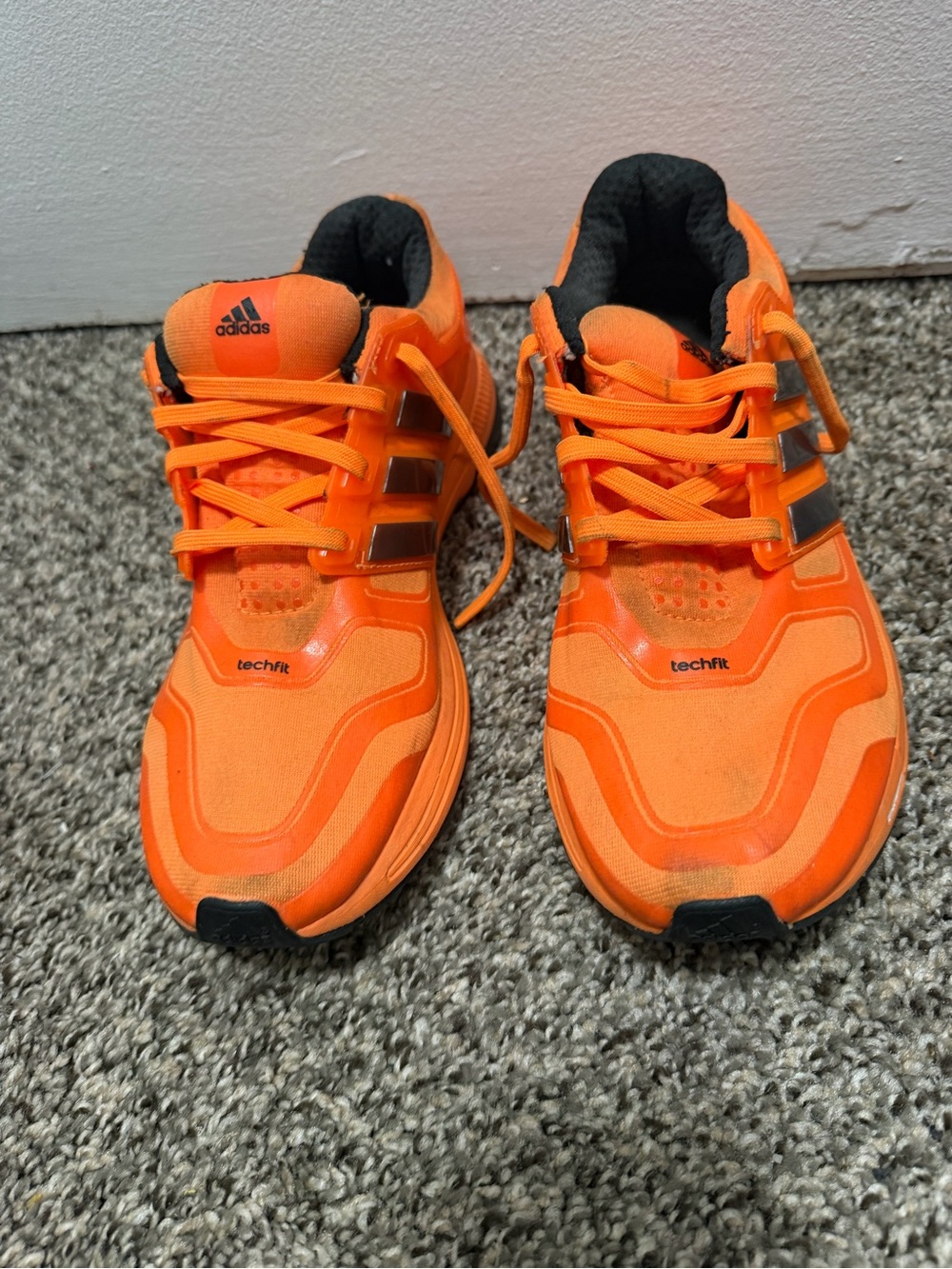 adidas Kids Bright Orange Techfit Sneakers with Black Trim